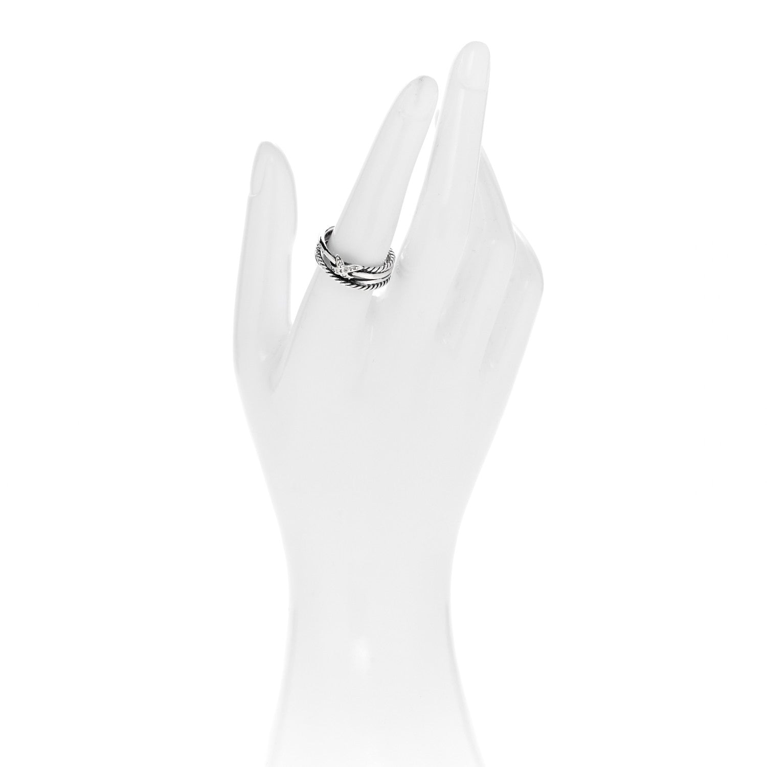 David Yurman Sterling Silver Diamond X Crossover Ring 55 7.25 2 of 5
