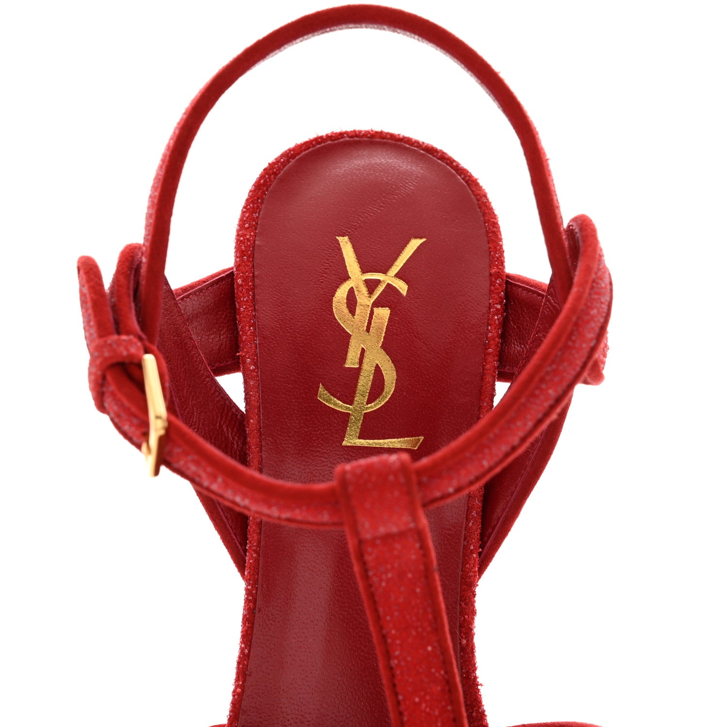 Saint Laurent Suede Quartz Tribute 75 Platform Sandals 38 Lipstick 7 of 9