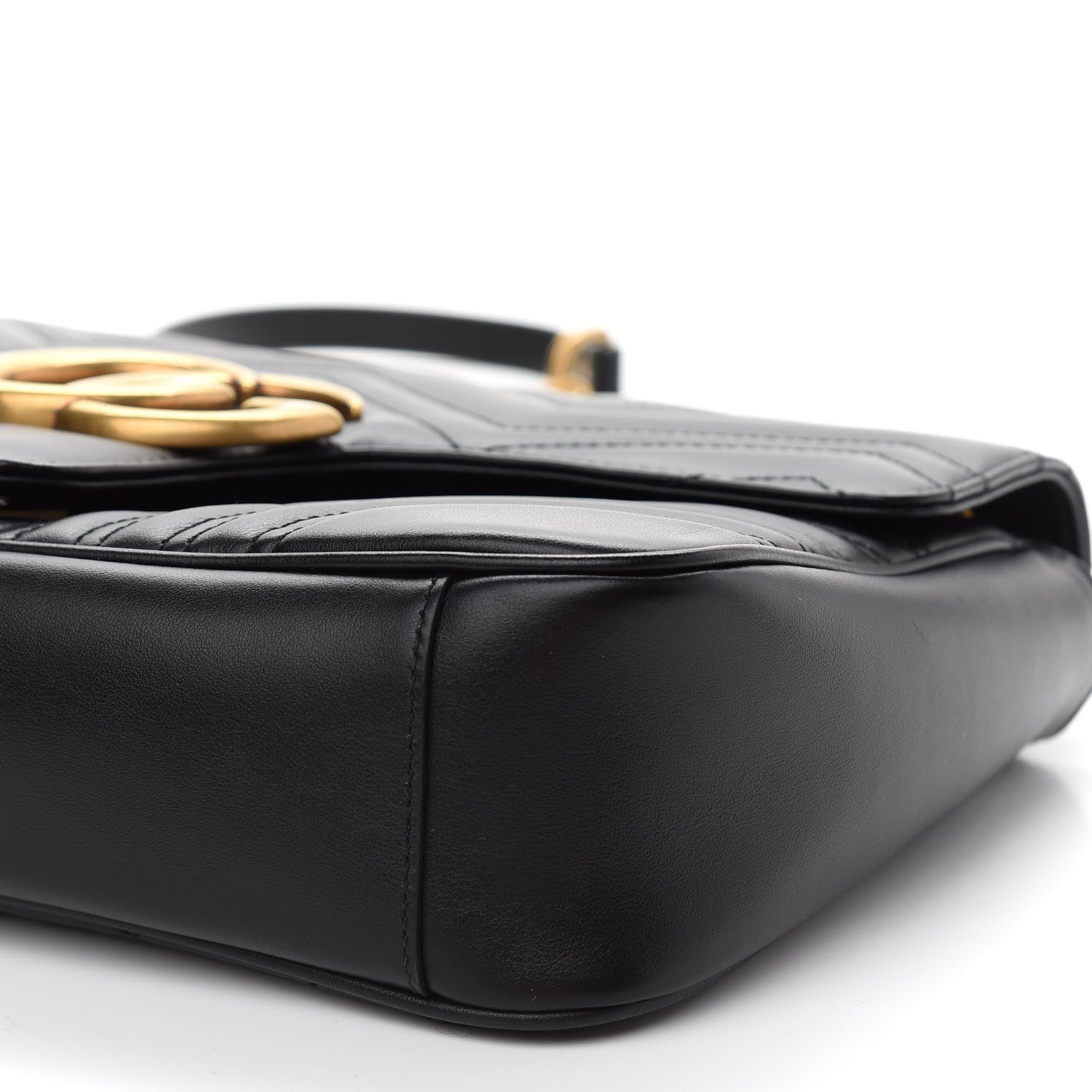 Gucci Calfskin Matelasse Medium GG Marmont Shoulder Bag Black 9 of 9