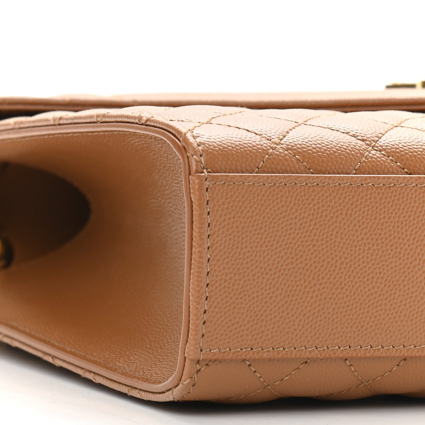 Grain De Poudre Textured Mixed Matelasse Triquilt Large Monogram Satchel Dune