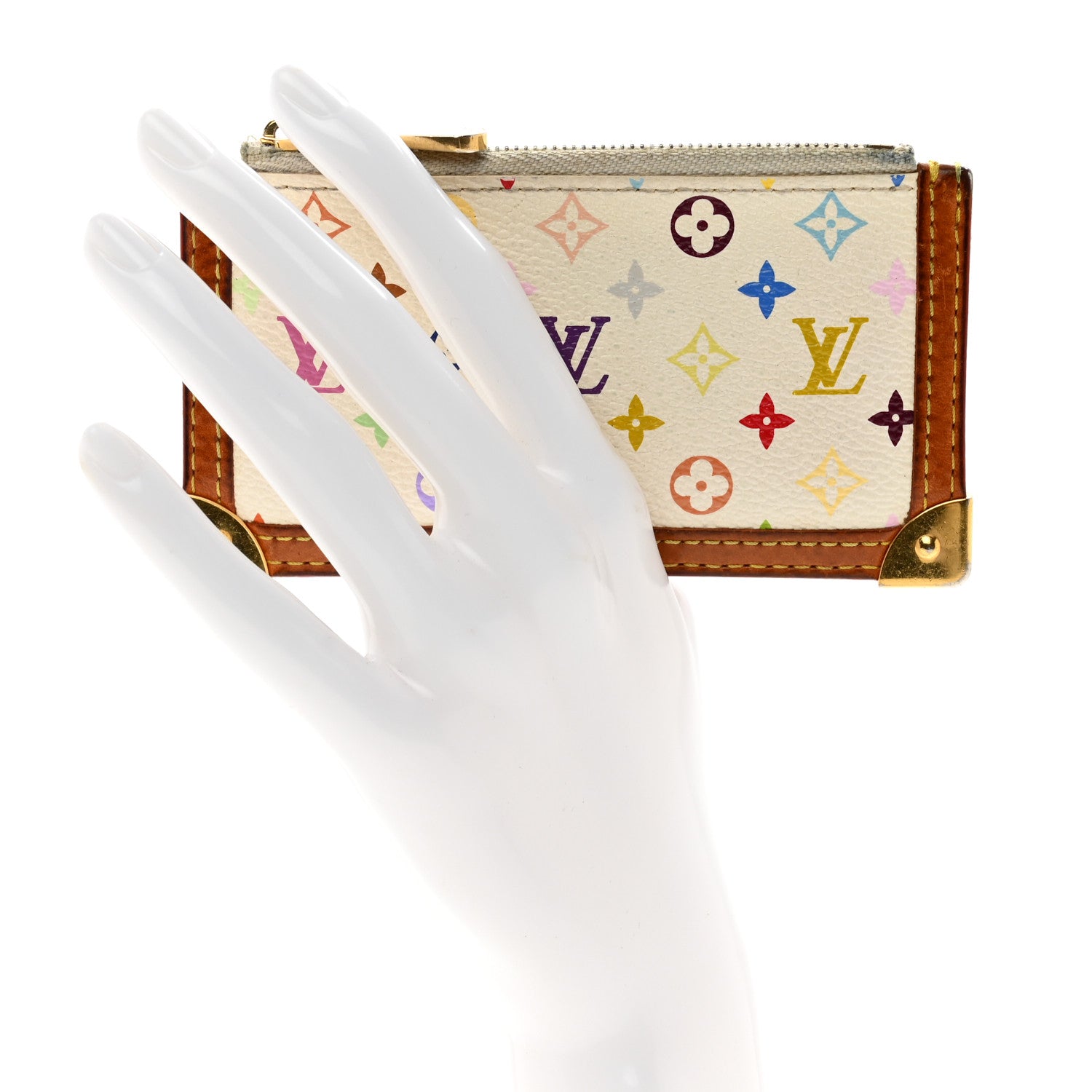 Louis Vuitton Monogram Multicolor Key Pouch White 2 of 8