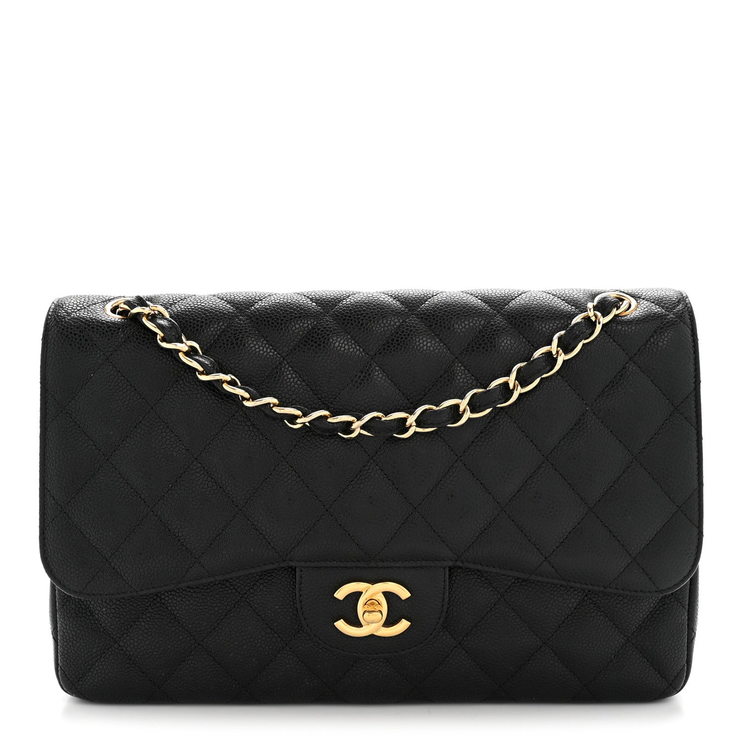 Chanel Caviar Quilted Jumbo Double Flap Black Black 1 of 16