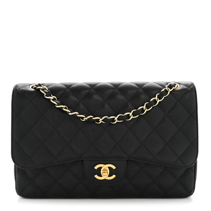 Chanel Caviar Quilted Jumbo Double Flap Black Black 1 of 16