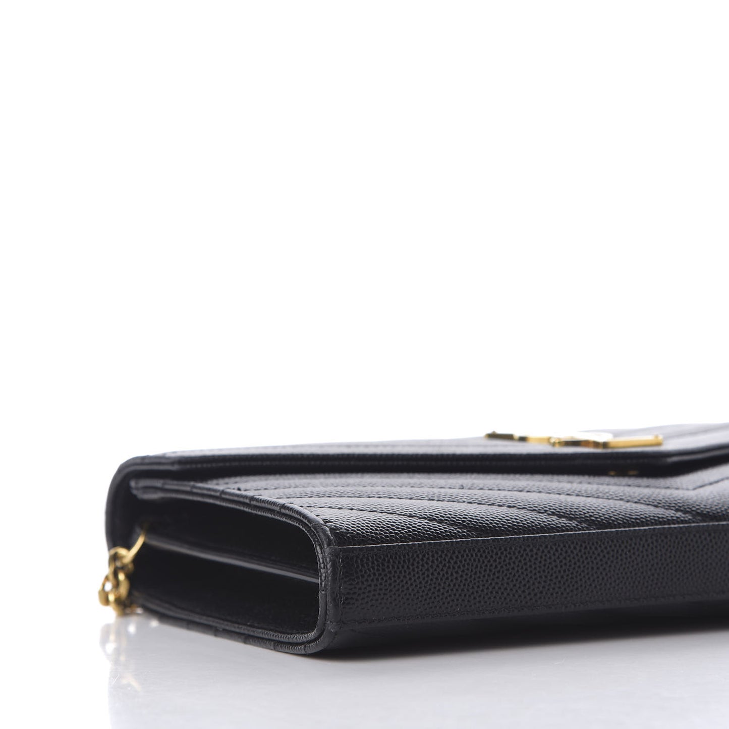 Grain De Poudre Matelasse Chevron Monogram Chain Wallet Black