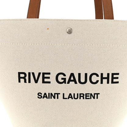 Saint Laurent Linen Calfskin Rive Gauche Tote Greggio Brick 8 of 11