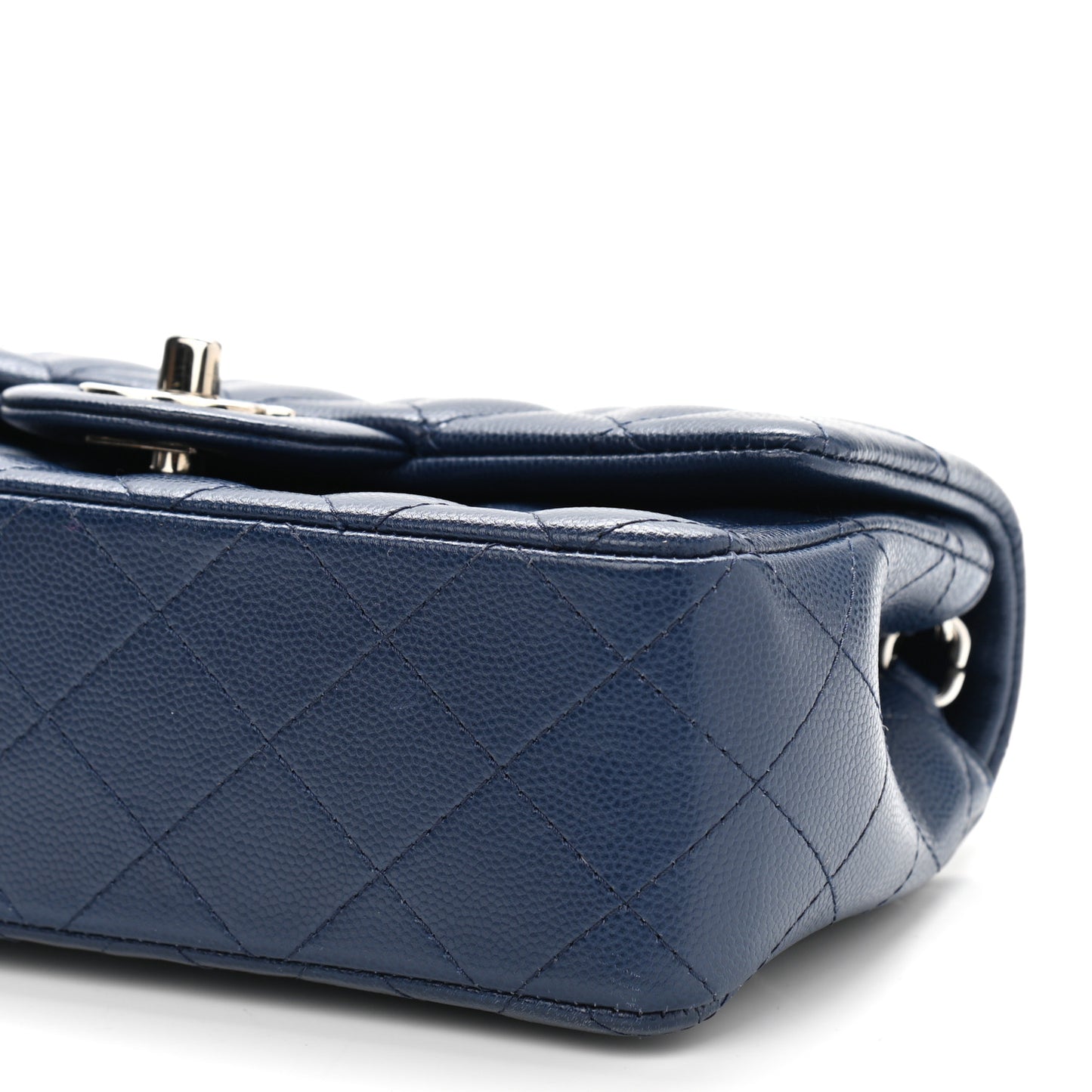 Caviar Quilted Mini Rectangular Flap Navy