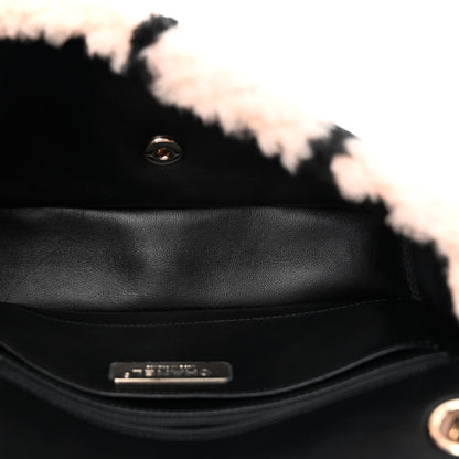 Chanel Shearling Lambskin Large Fluffy Tartan Single Flap Pink Black 5 of 10