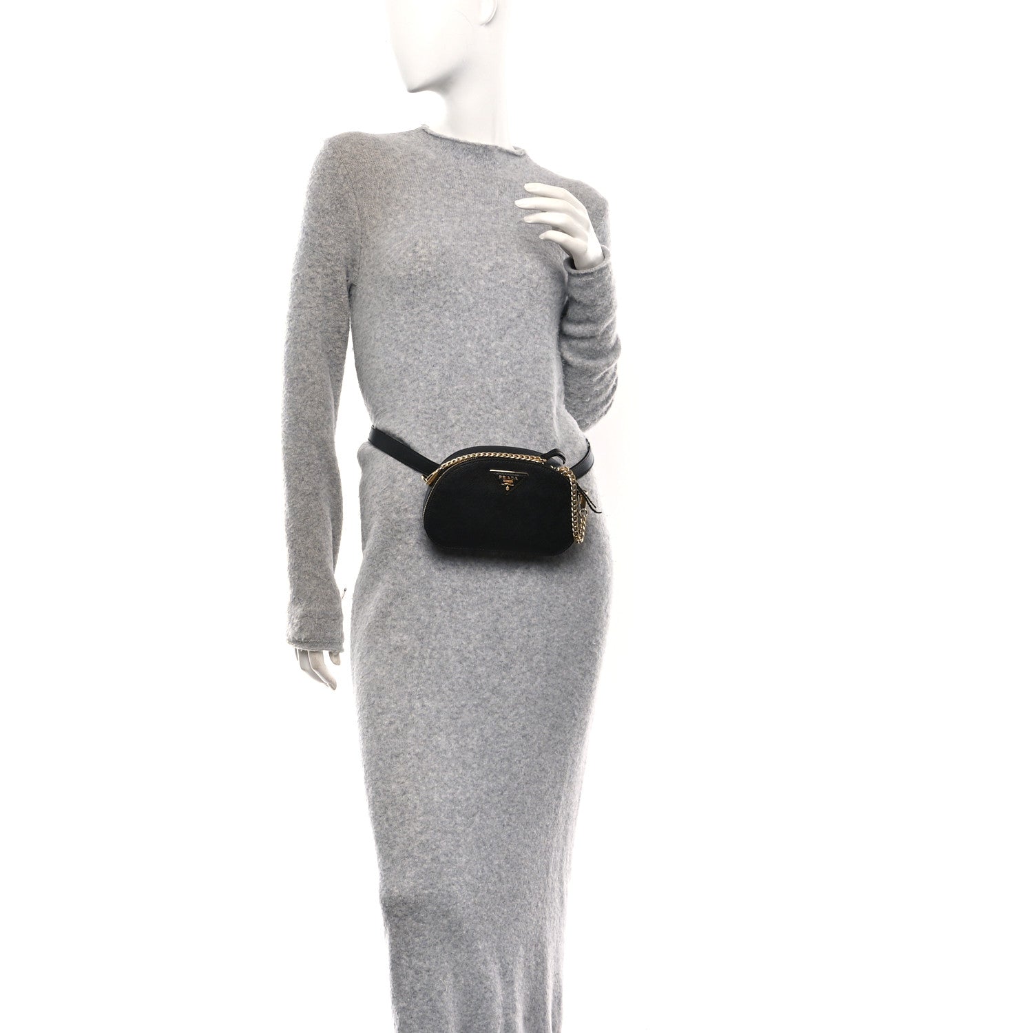 Prada Saffiano Lux Odette Belt Bag Black 2 of 11