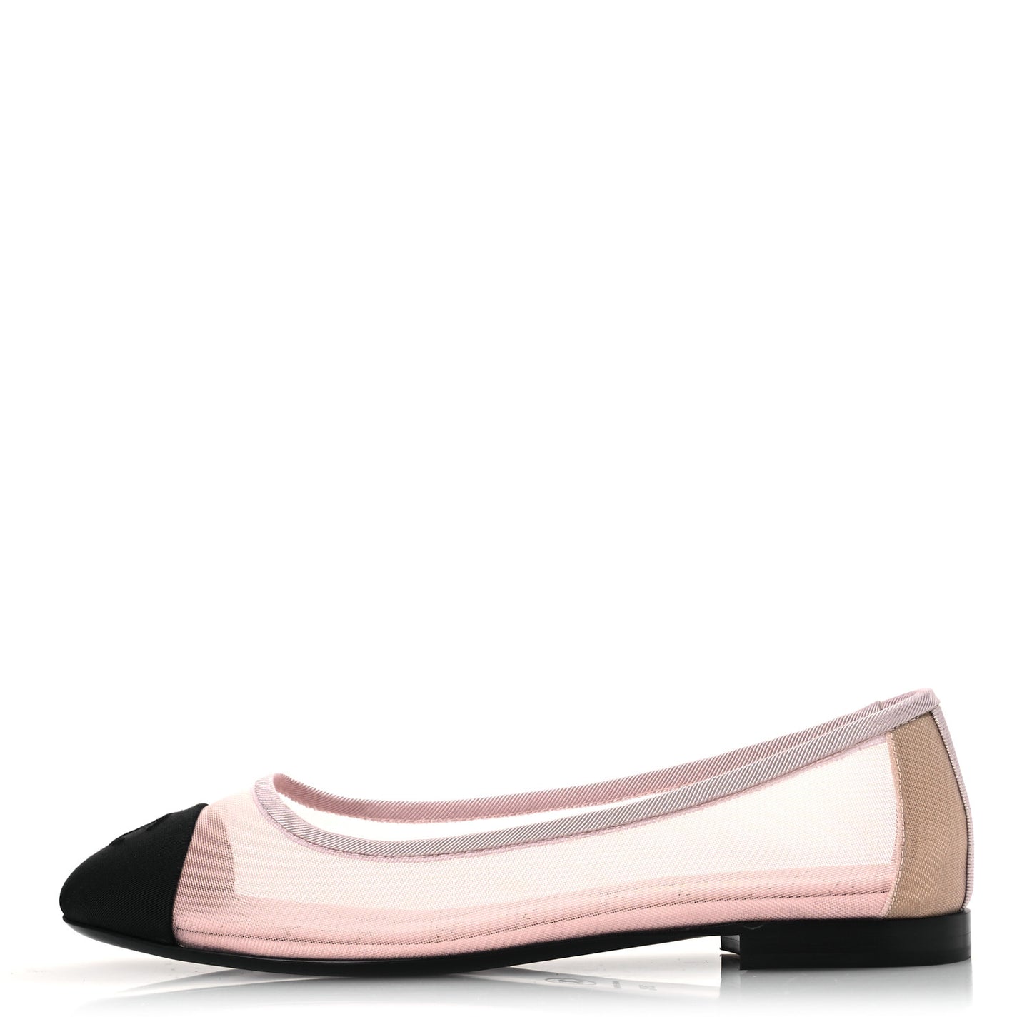 Mesh Grosgrain CC Ballerina Flats 39.5 Pink Black 39.5 Pink Black