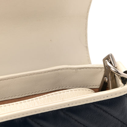 Gucci Vintage Effect Calfskin Matelasse Diagonal Mini Torchon GG Marmont Top Handle Shoulder Bag Blue Agata Mystic White 8 of 8