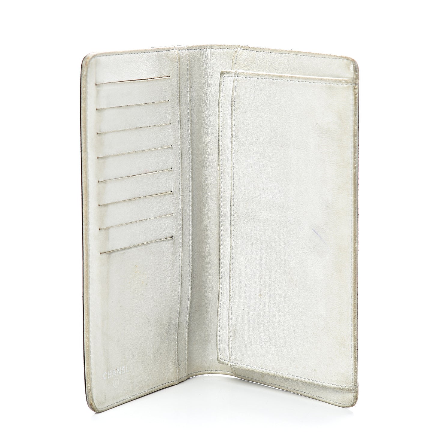 Lambskin Camellia Embossed Yen Wallet Black