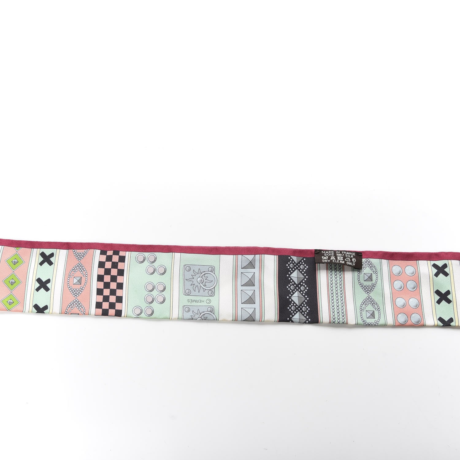 Hermes Silk Colliers De Chiens Twilly Rose Vif Vert De Eau Rose 5 of 5