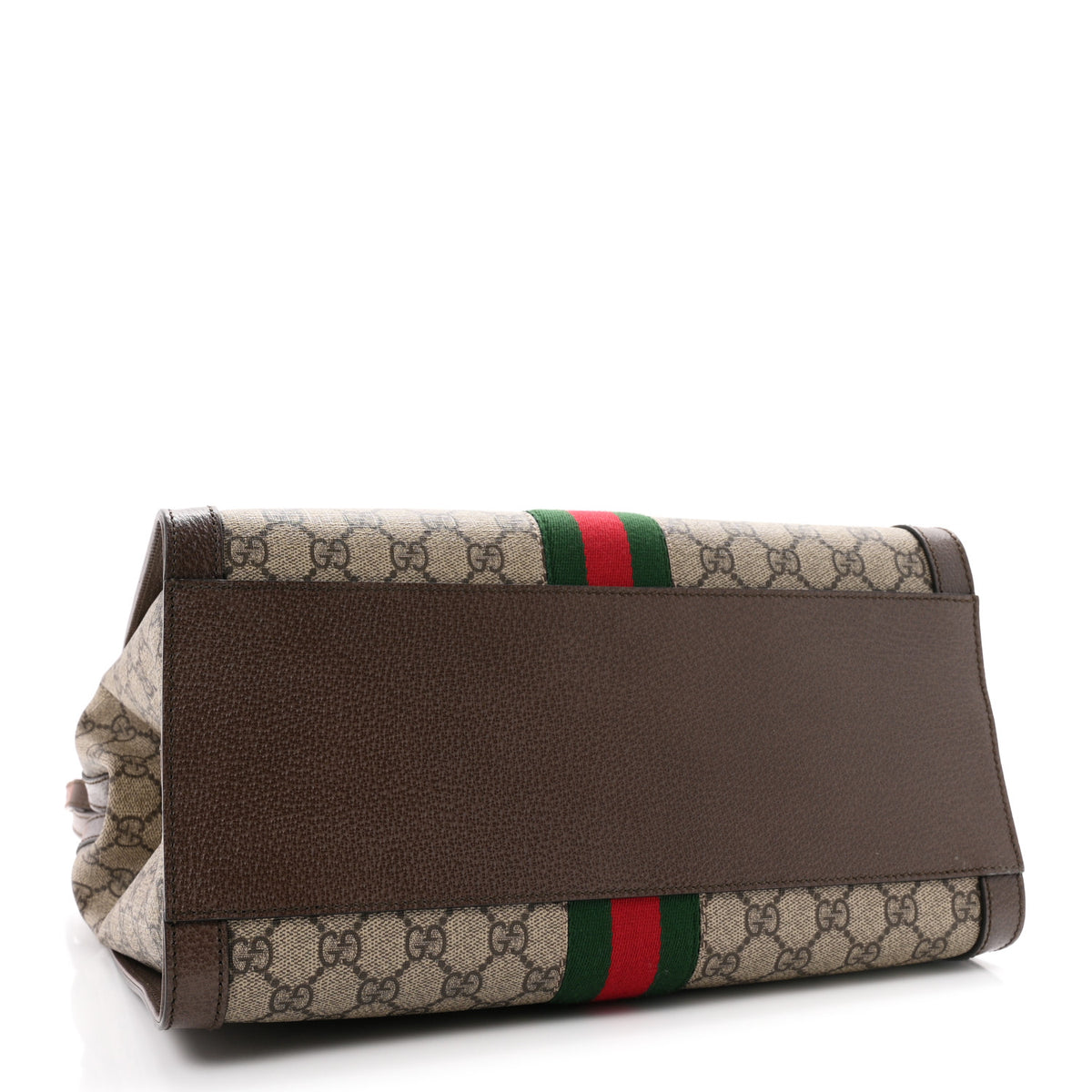 GG Supreme Monogram Web Medium Ophidia Tote Bag Brown