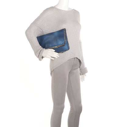 Stella McCartney Faux Shaggy Deer Falabella Fold Over Clutch Blue 2 of 8