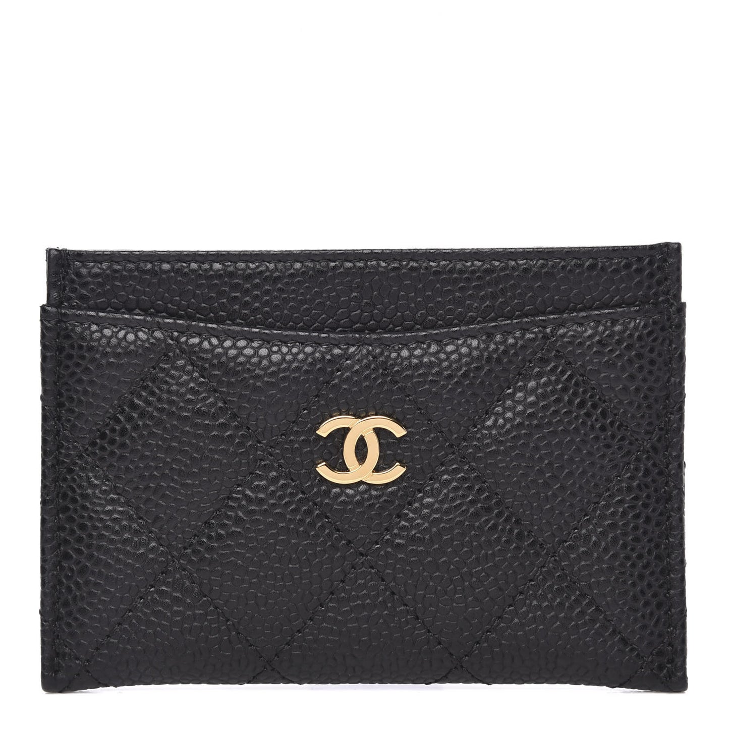 Caviar Quilted Card Holder Black
