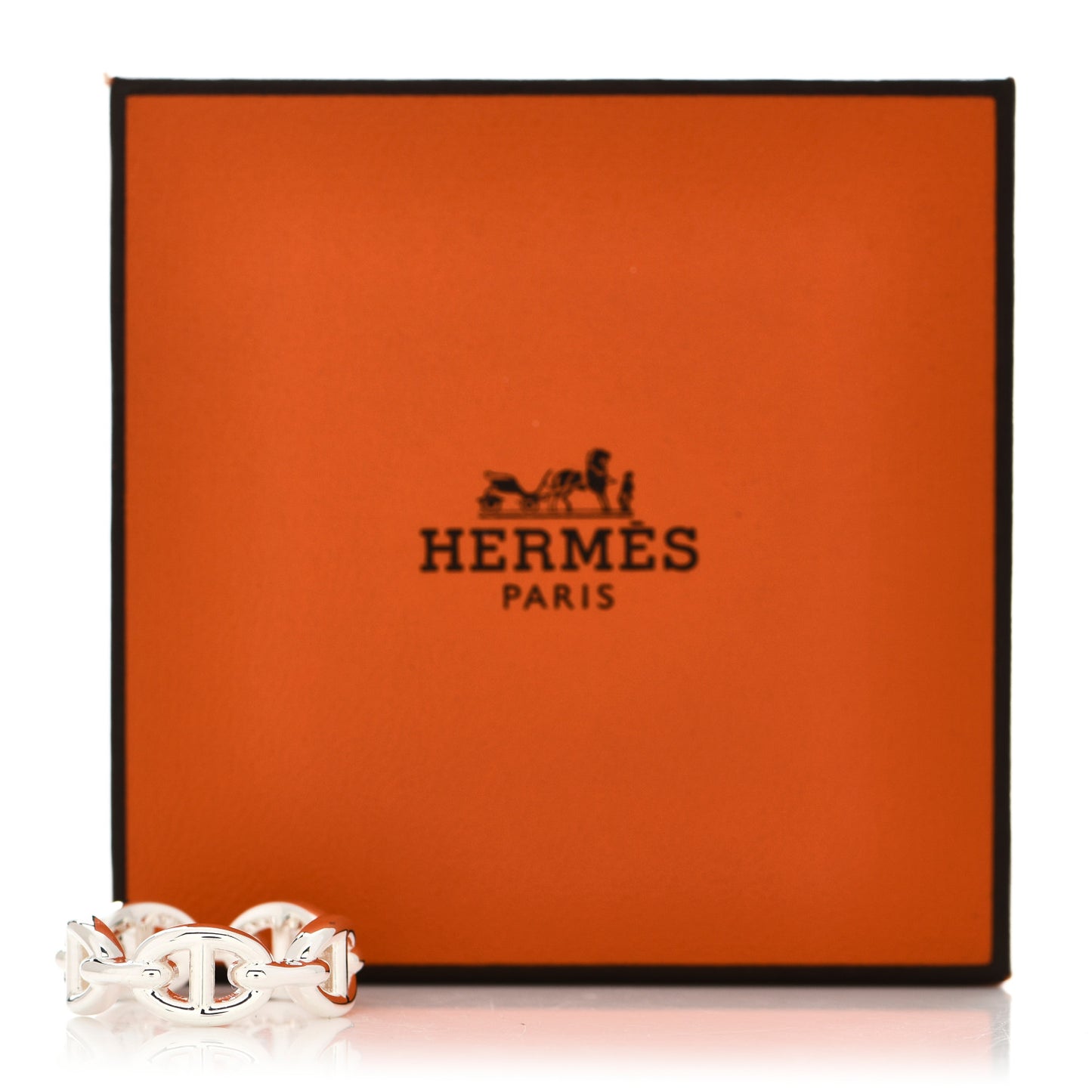 Sterling Silver PM Chaine d'Ancre Enchainee Band Ring 51 5.75