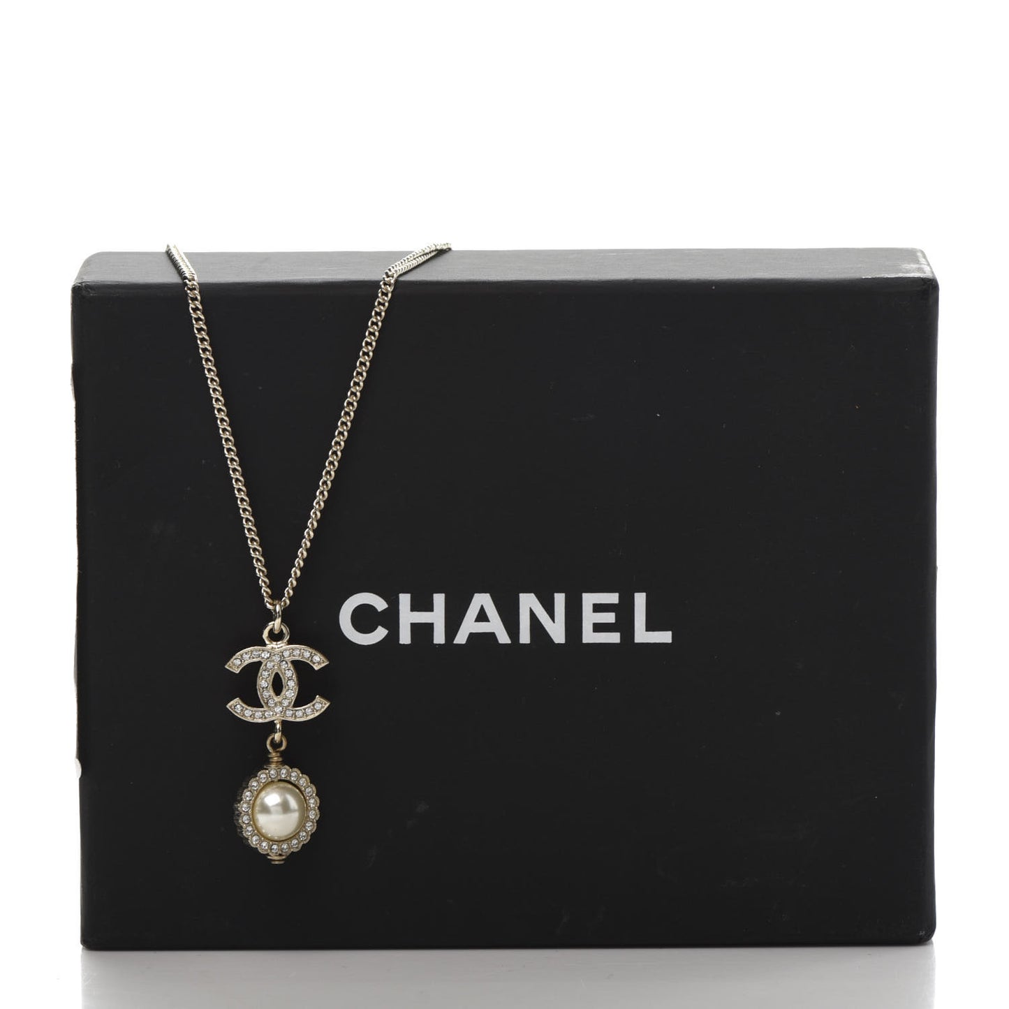 Crystal Pearl CC Lace Camellia Necklace Gold