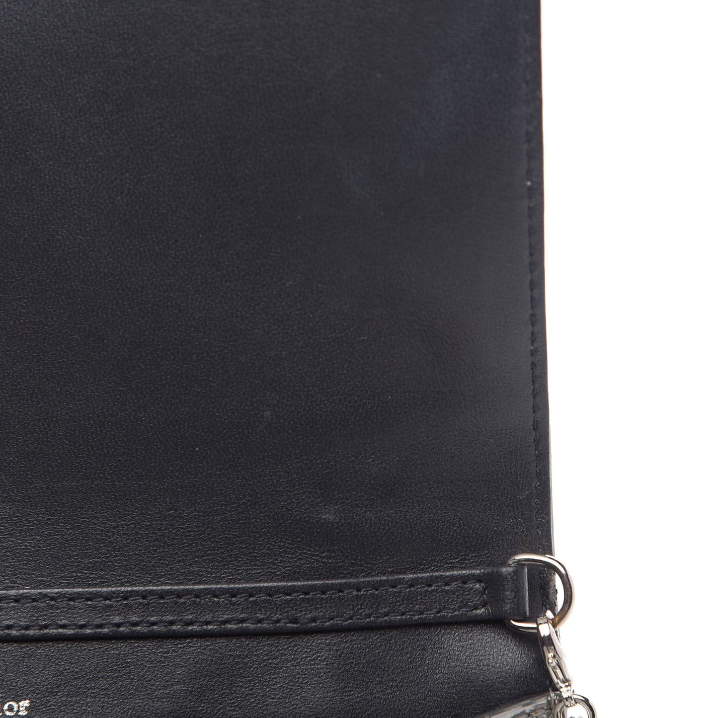Metallic Patent Micro-Cannage Diorama Wallet on Chain Pouch Silver