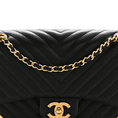 Chanel Calfskin Chevron Quilted Mini Rock The Corner Flap Black 8 of 13