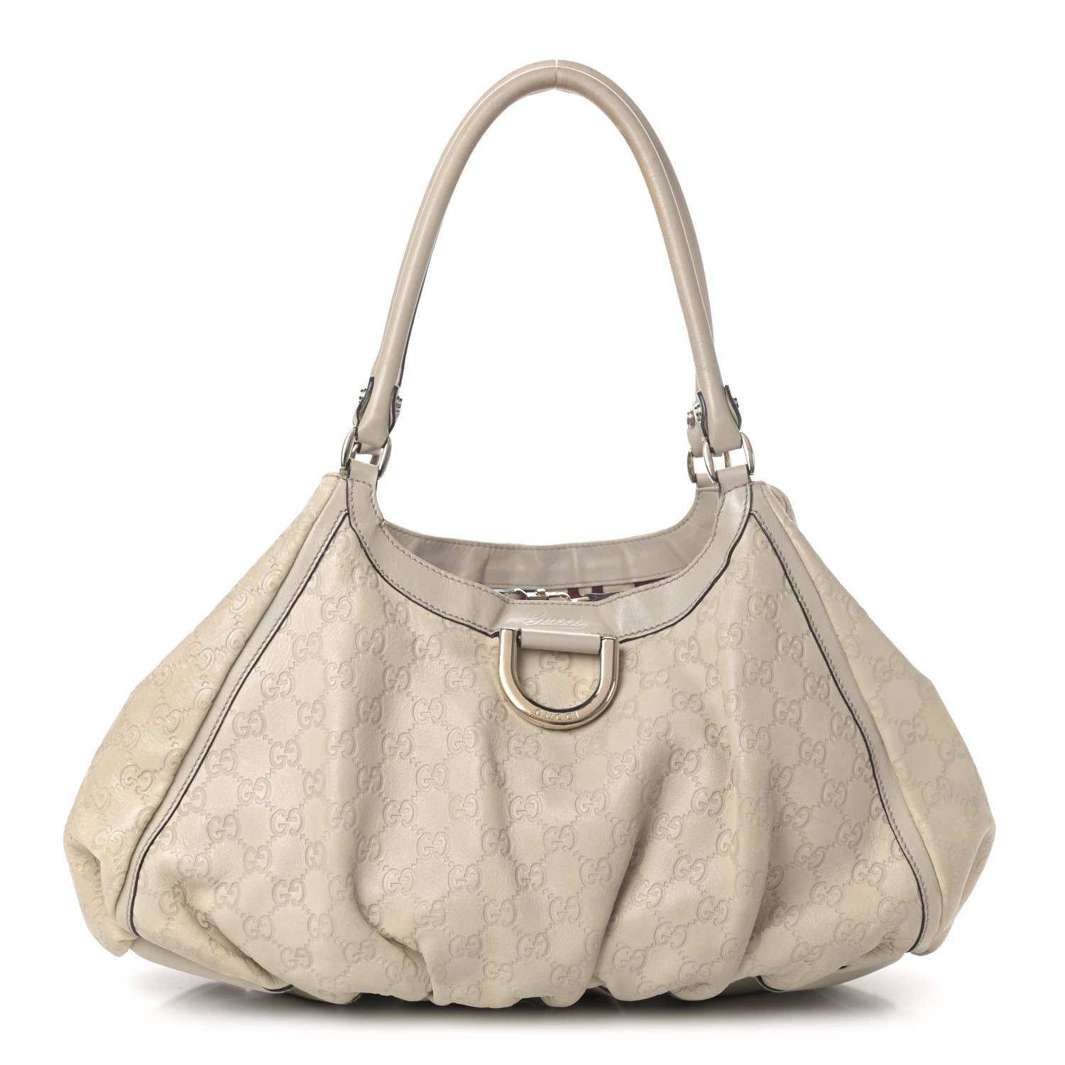 Gucci Guccissima Large D Gold Ring Shoulder Bag Off White 1 of 4