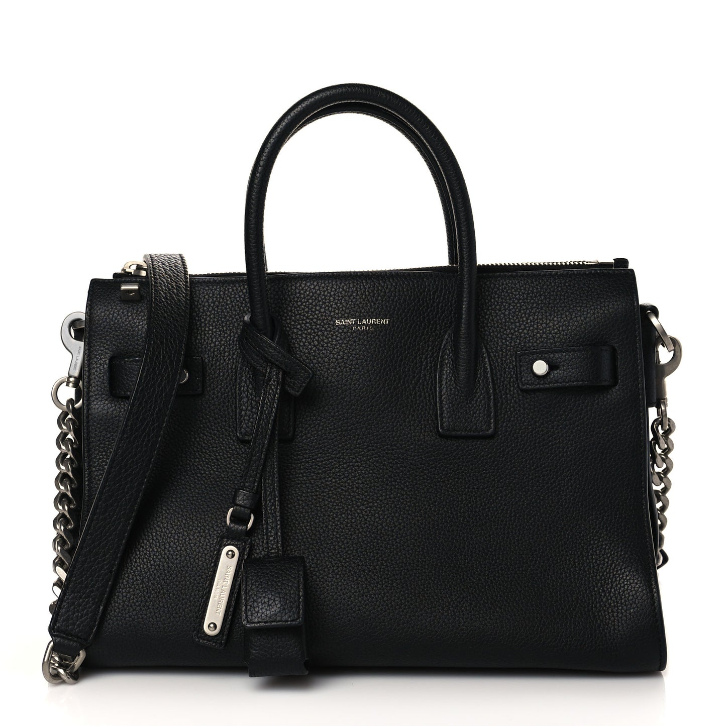 Grained Calfskin Small Supple Sac De Jour Duffle Black