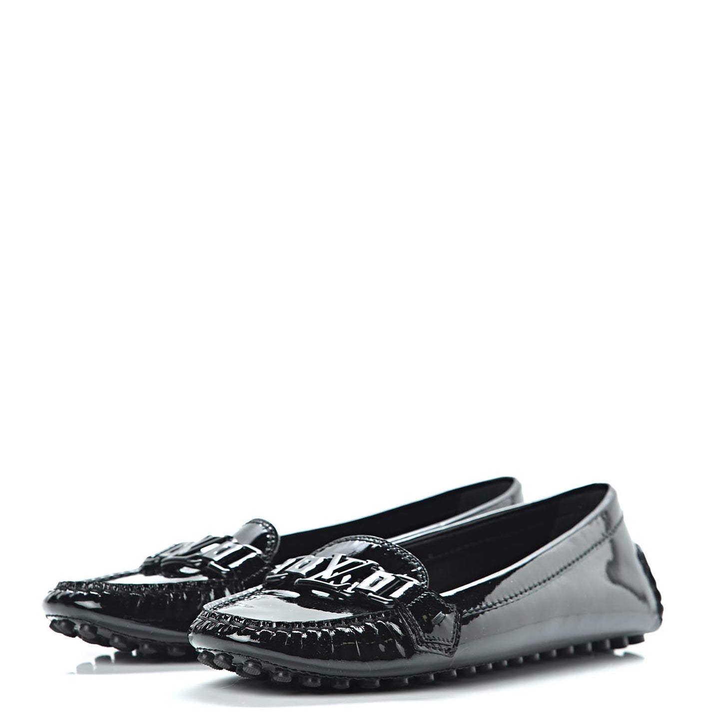 Patent Calfskin Oxford Loafers 37 Black