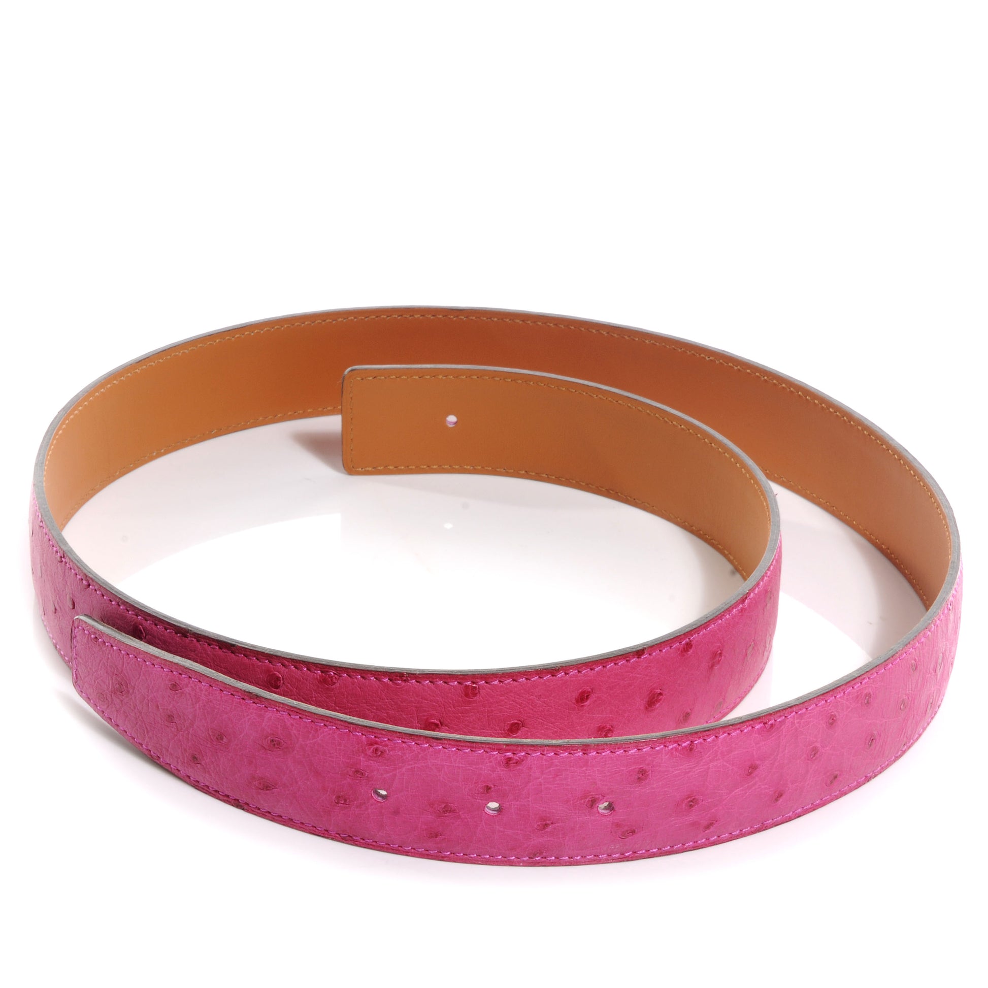 Hermes Ostrich Vache Natural 32mm Reversible Belt Strap Fuchsia 95 4 of 4