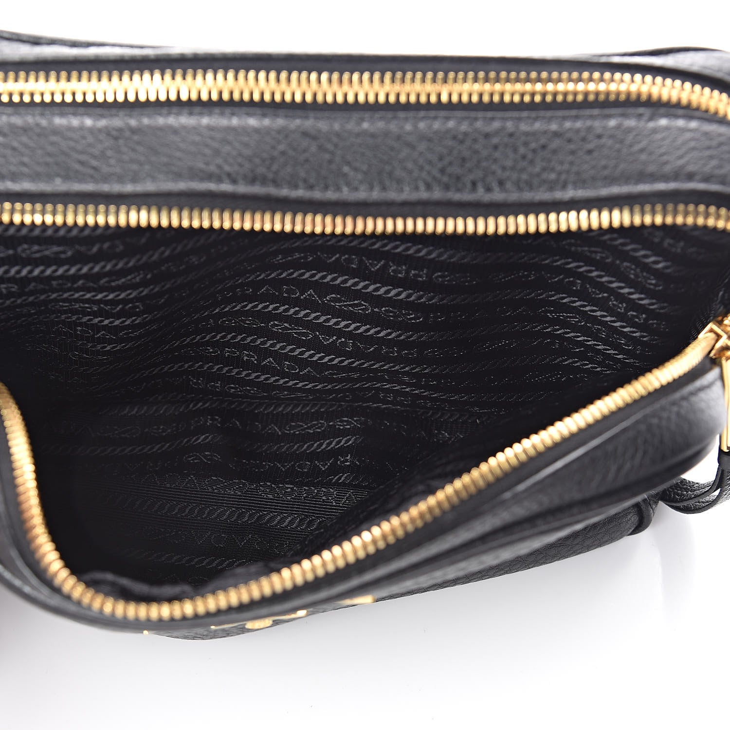 Prada Vitello Daino Medium Double Zip Shoulder Bag Black 7 of 11