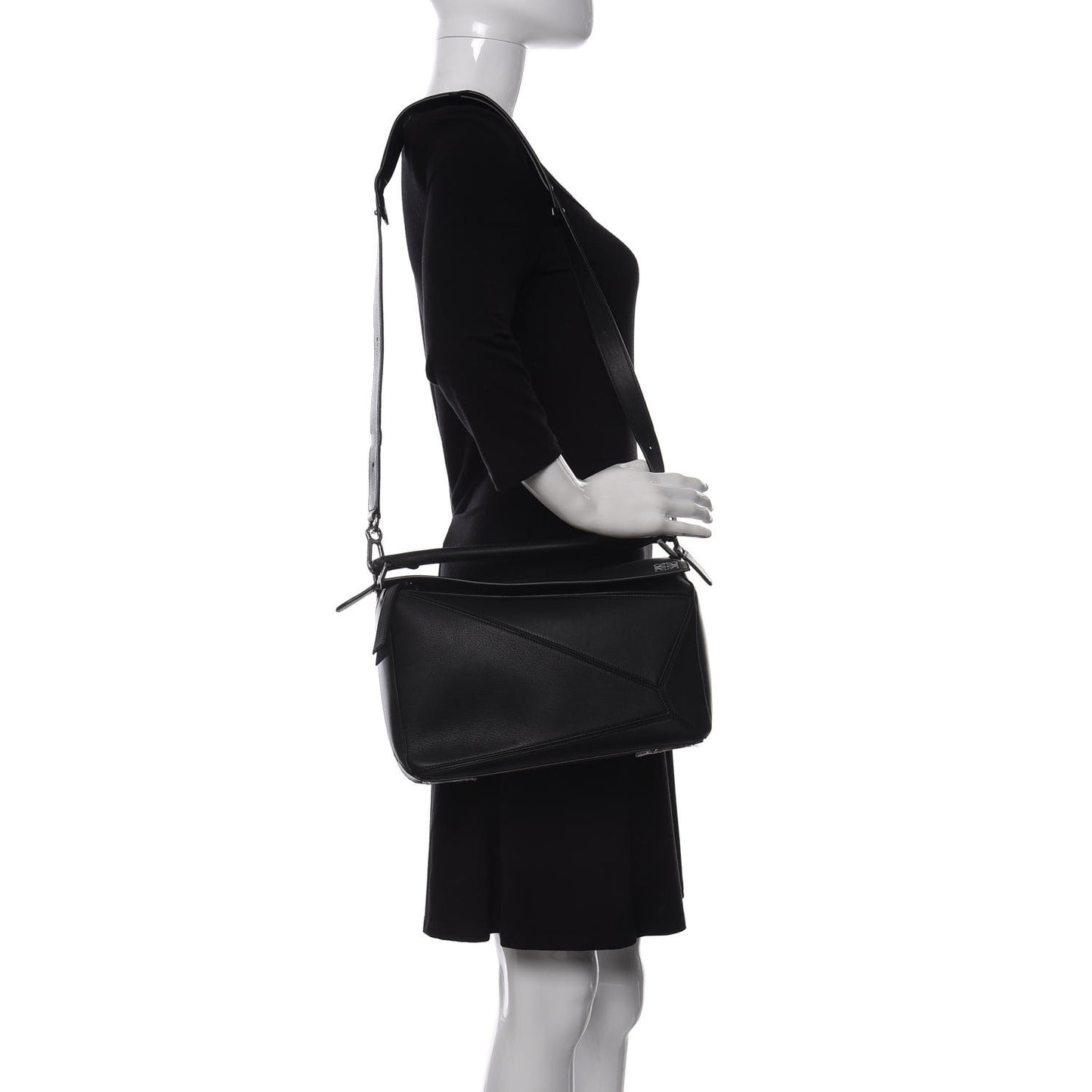 Calfskin Medium Puzzle Bag Black