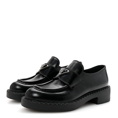 Prada Spazzolato Metal Triangle Logo 50mm Loafers 36.5 Black 4 of 10