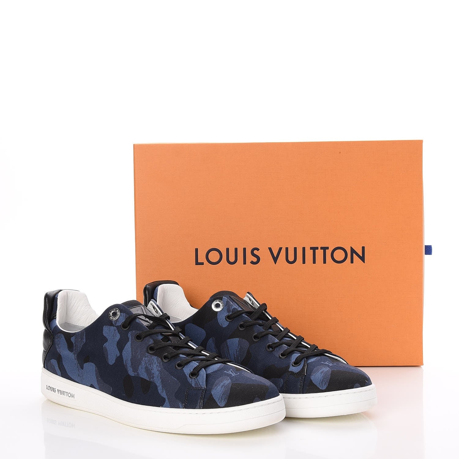 Louis Vuitton Mens Camouflage Front Row Low Top Sneakers 8.5 Blue 10 of 10