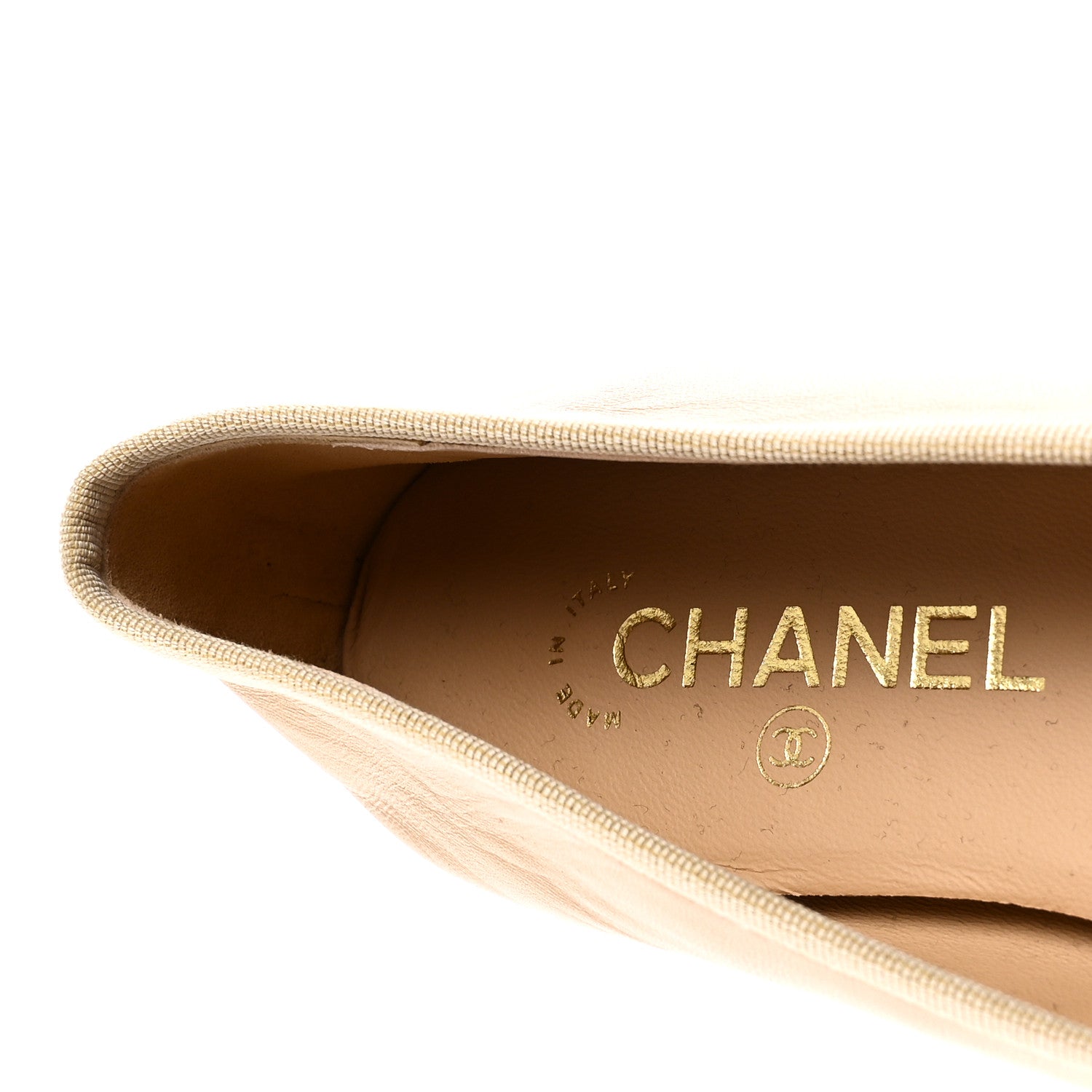 Chanel Lambskin Cap Toe CC Ballerina Flats 41.5 Beige Black