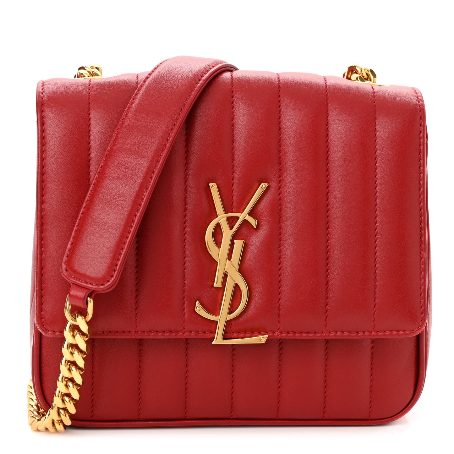 Lambskin Matelasse Monogram Medium Vicky Chain Bag Rouge Eros