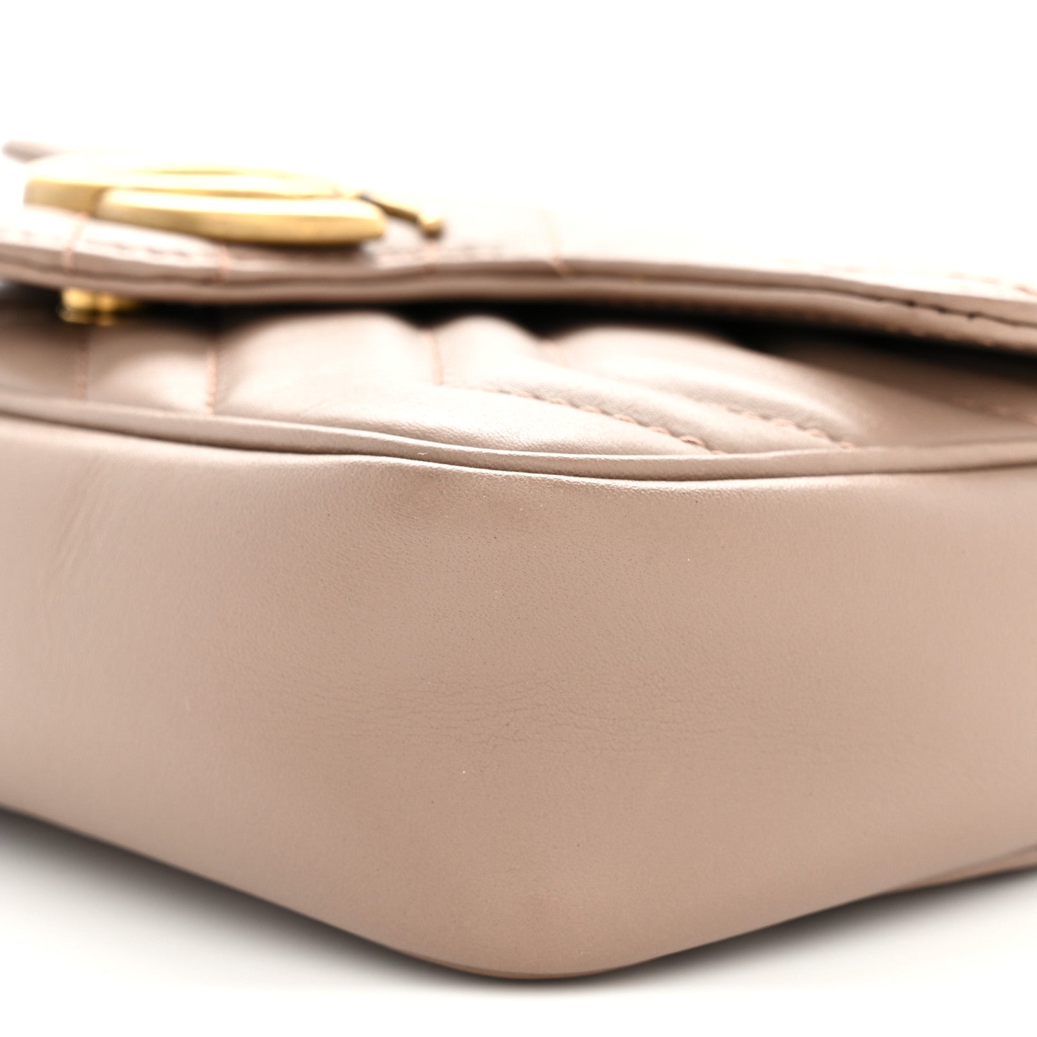 Gucci Calfskin Matelasse Super Mini GG Marmont Shoulder Bag Porcelain Rose 10 of 15