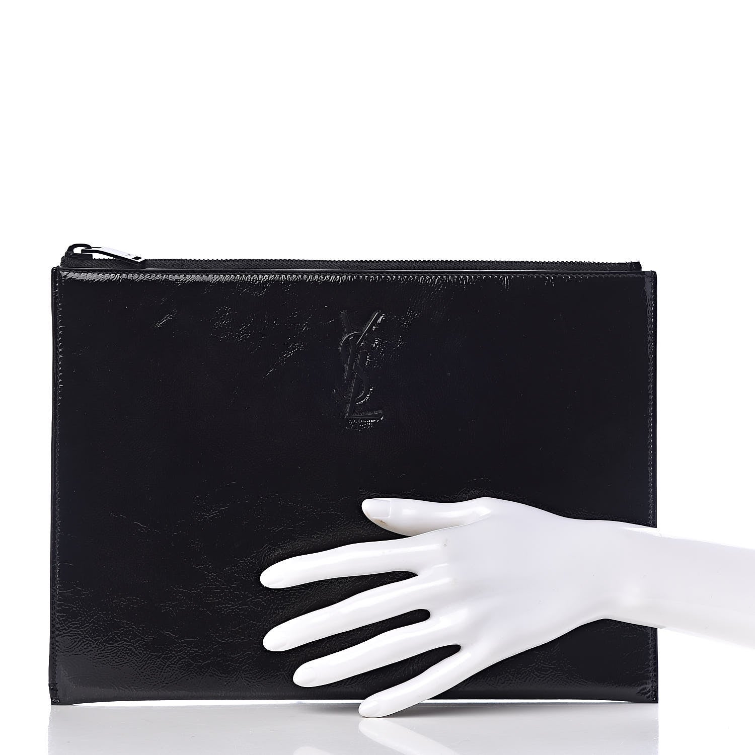 Saint Laurent Texturized Patent Monogram iPad Case Black 2 of 8