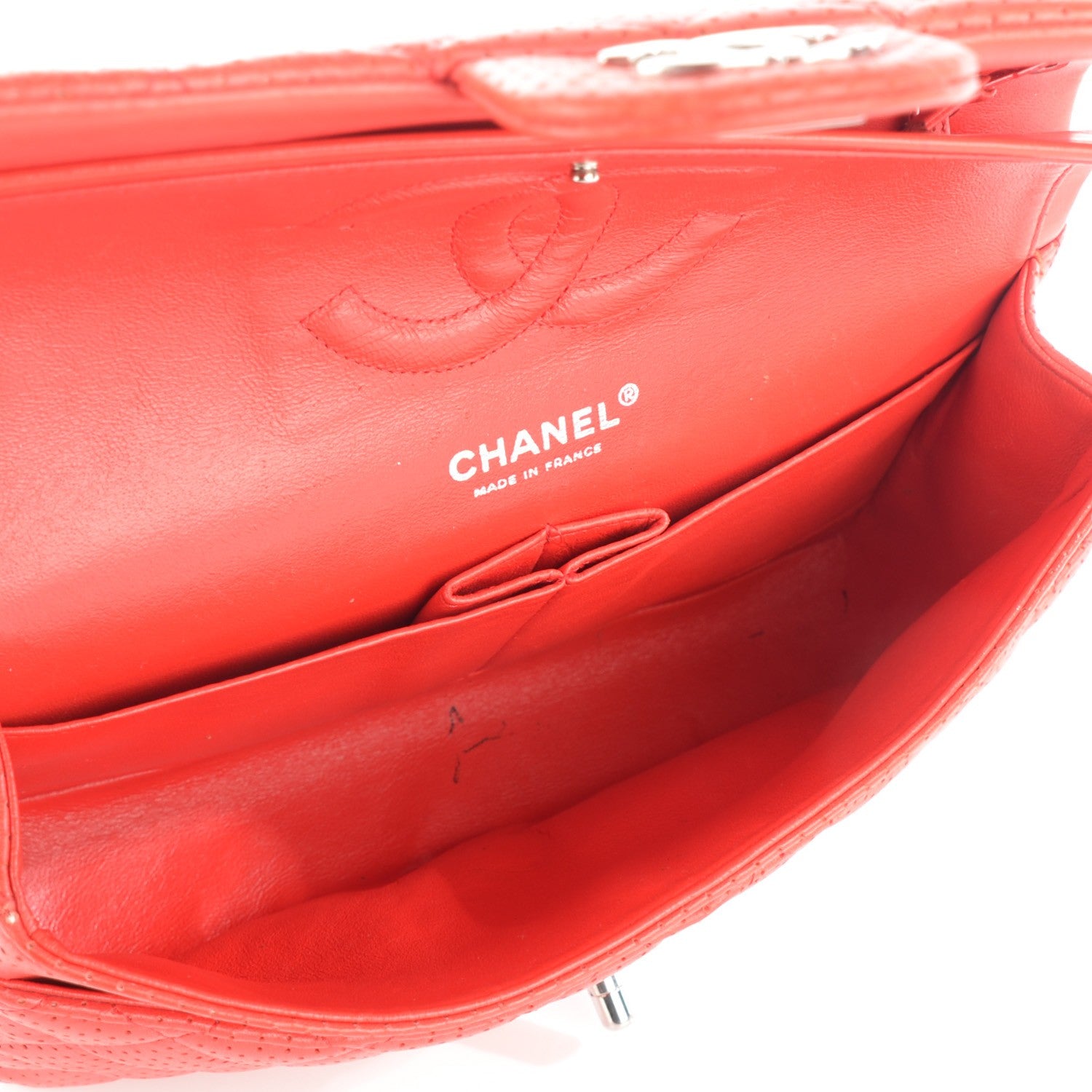 Chanel Lambskin Perforated Medium Double Flap Red 16 of 18