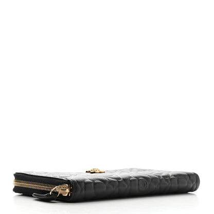 Chanel Caviar Camellia Embossed Large Zip Around Gusset Wallet Black 4 of 9