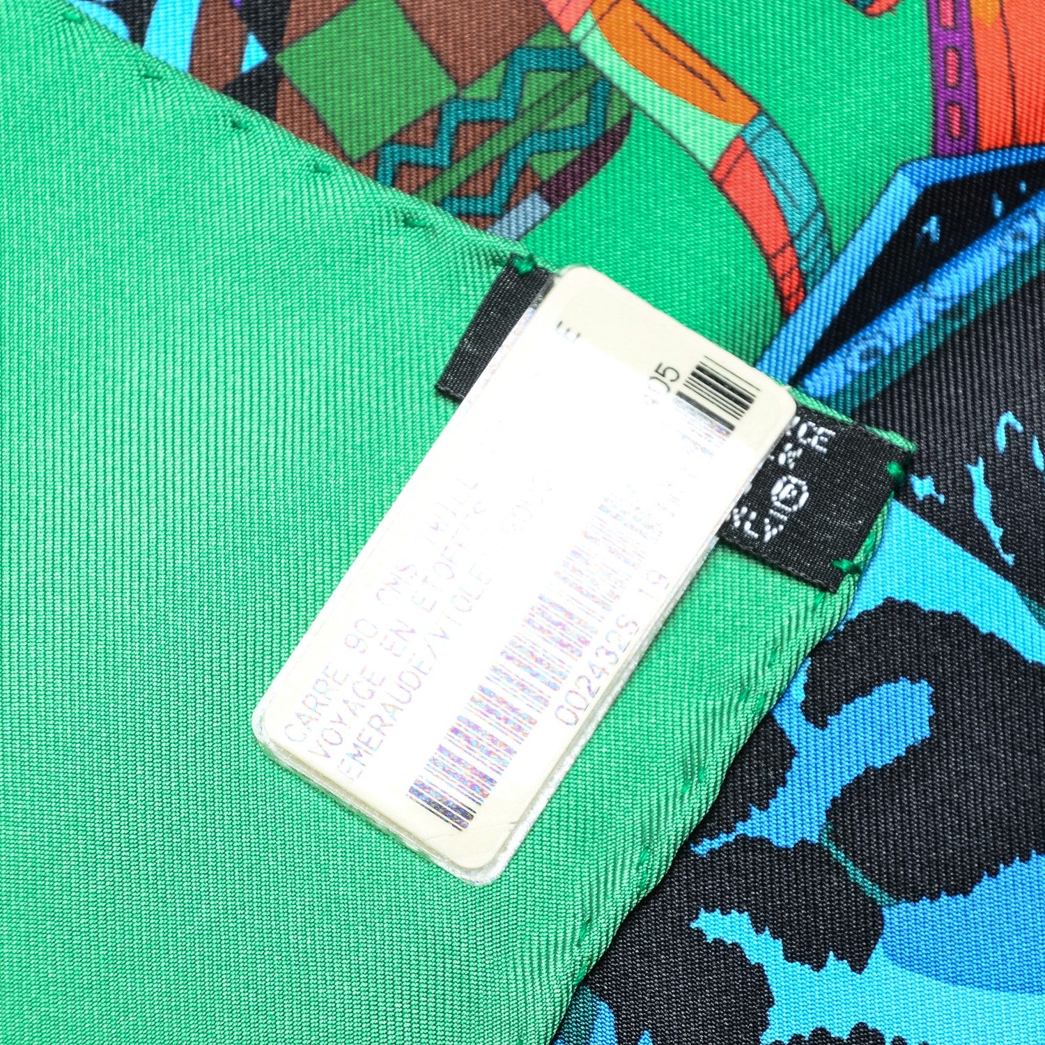Hermes Silk Voyage En Etoffes Scarf 90 Emeraude Violet Rouge 6 of 7