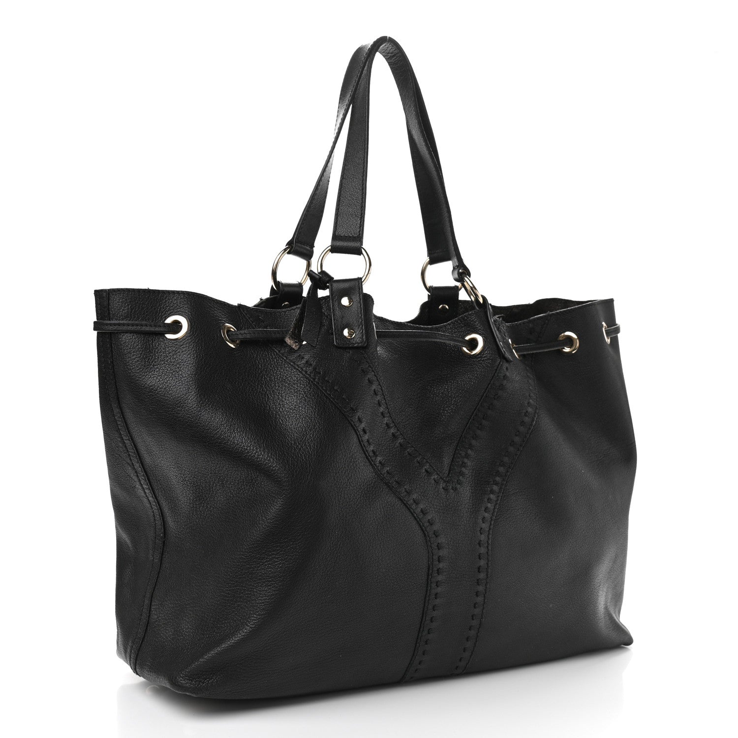 Saint Laurent Calfskin Reversible Double Sac Y Tote Gold Brown 3 of 13