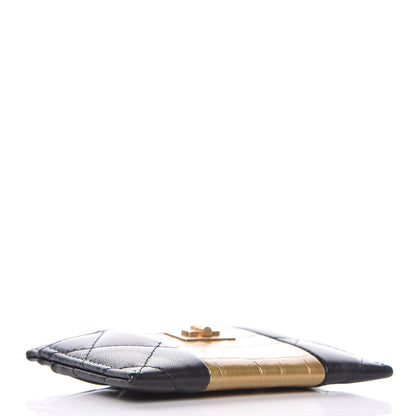 Chanel Lambskin Quilted Crocodile Embossed Reissue Card Holder Black Gold 4 of 9
