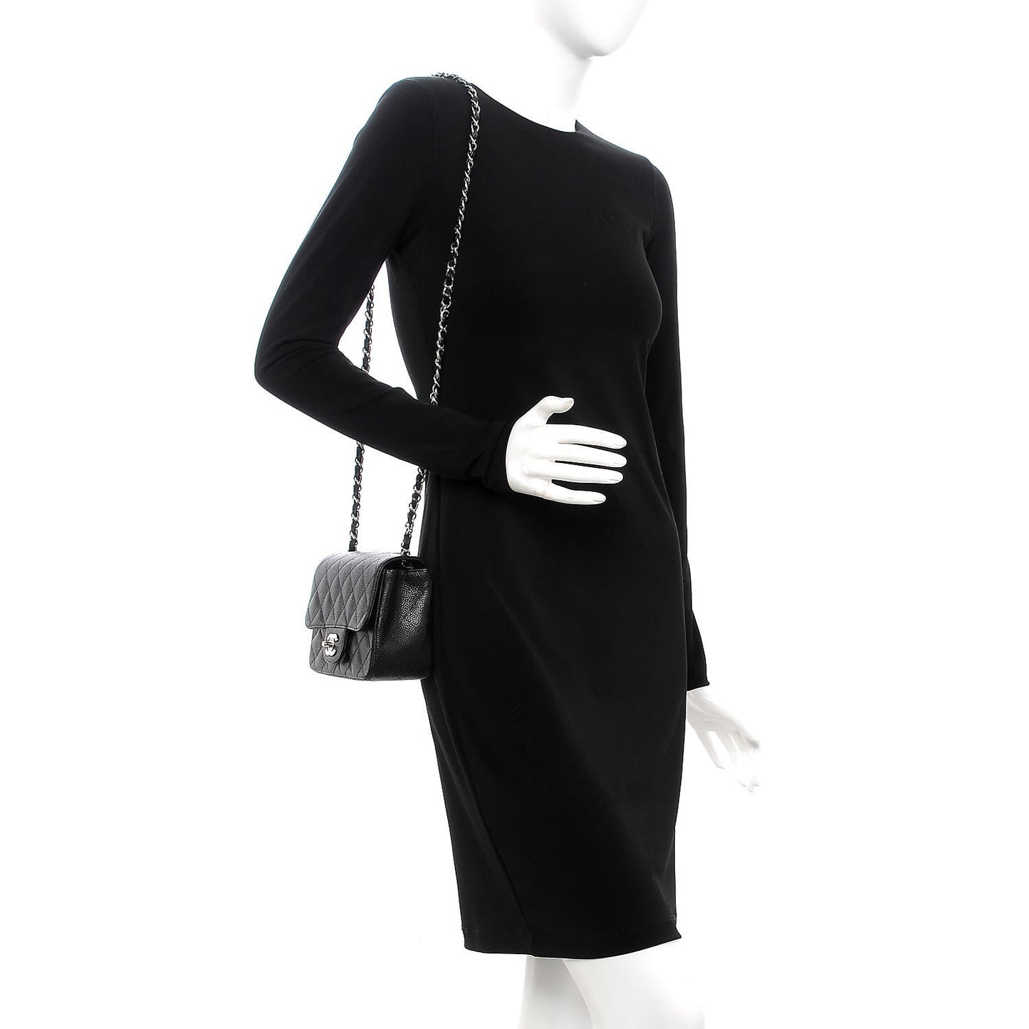 Caviar Quilted Mini Square Flap Black