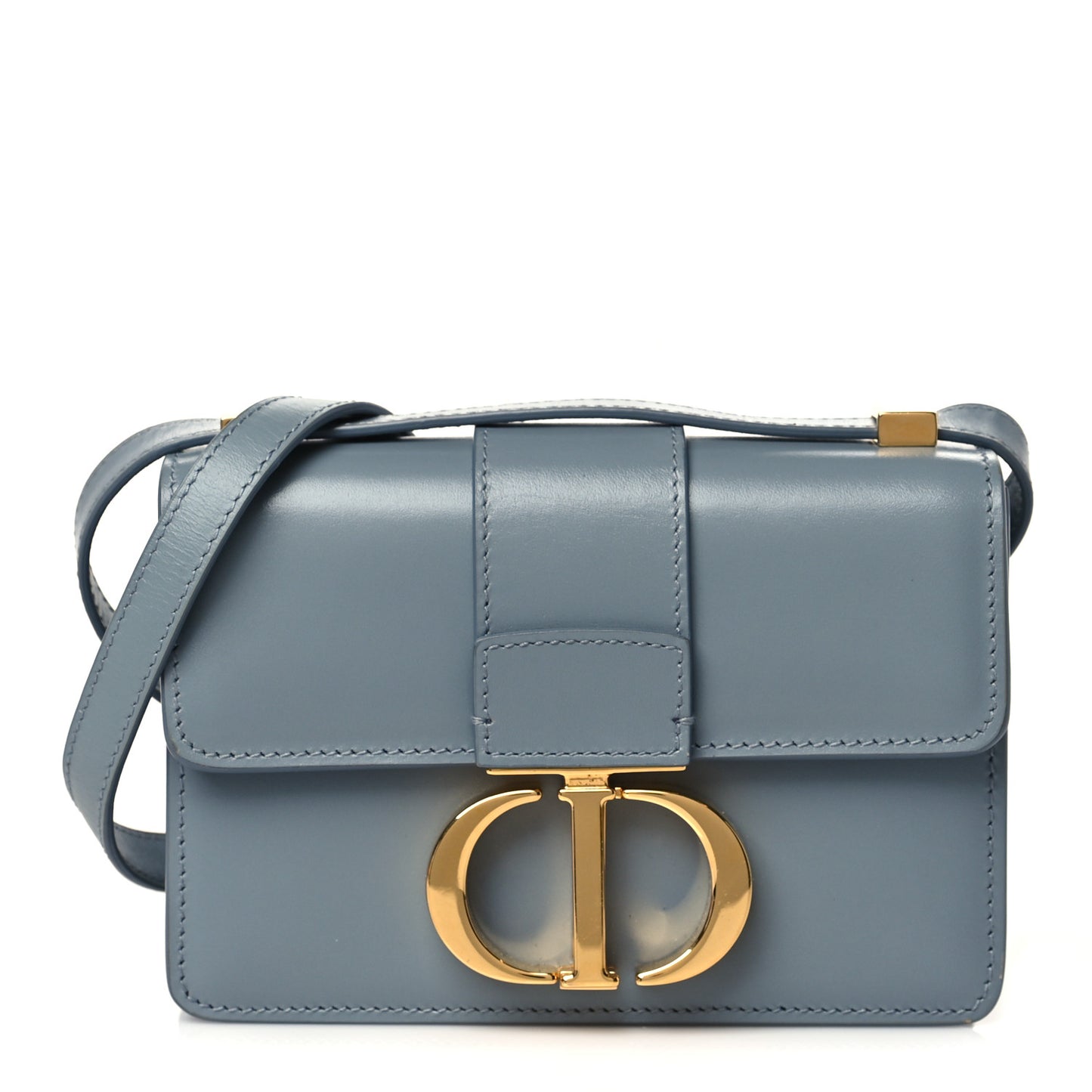 Smooth Calfskin Micro 30 Montaigne Flap Bag Blue Gray