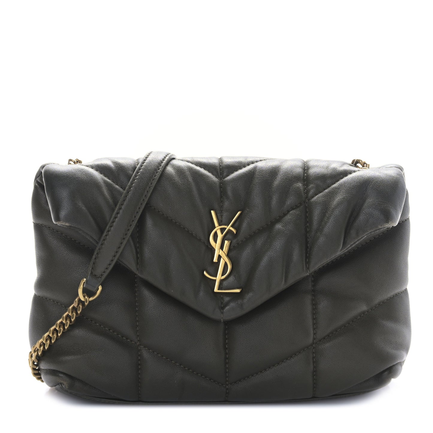 Lambskin Quilted Toy Loulou Puffer Monogram Chain Satchel Seaweed