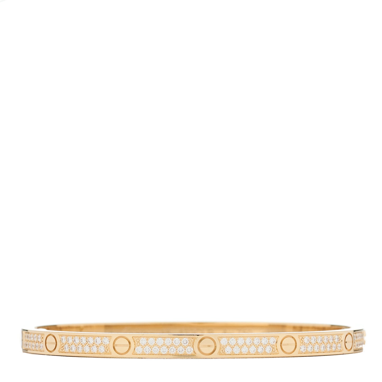 18K Yellow Gold Diamond Small LOVE Paved Bracelet 15