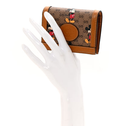 Gucci X DISNEY Mini Vintage GG Supreme Monogram Mickey Mouse Card Holder Wallet Beige Vintage Sun Oil 2 of 8