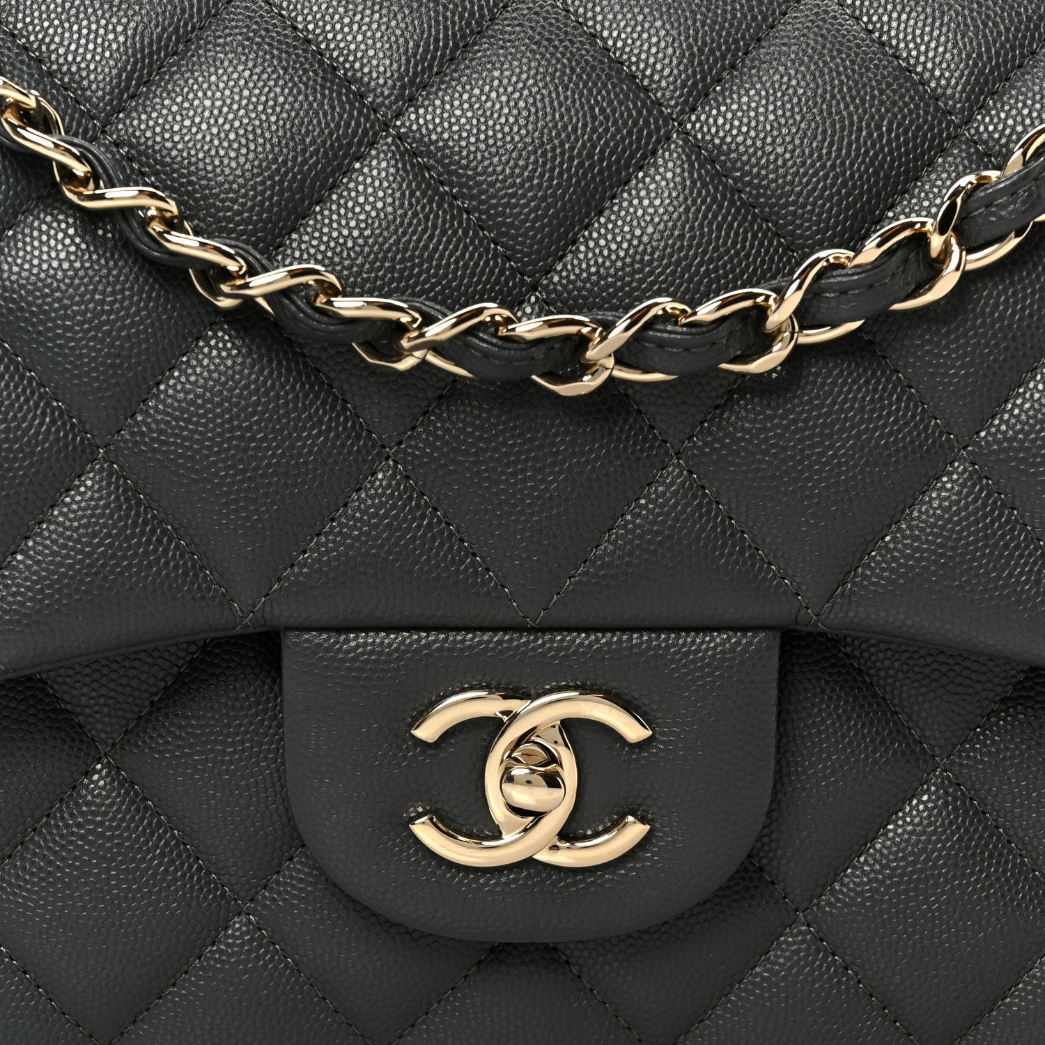 Chanel Caviar Quilted Jumbo Double Flap Dark Grey 9 of 11