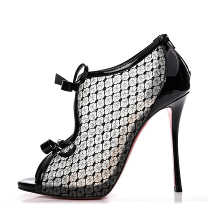 Christian Louboutin Patent Fishnet Lace Empiralta 120 Sandals 39.5 Black 1 of 8