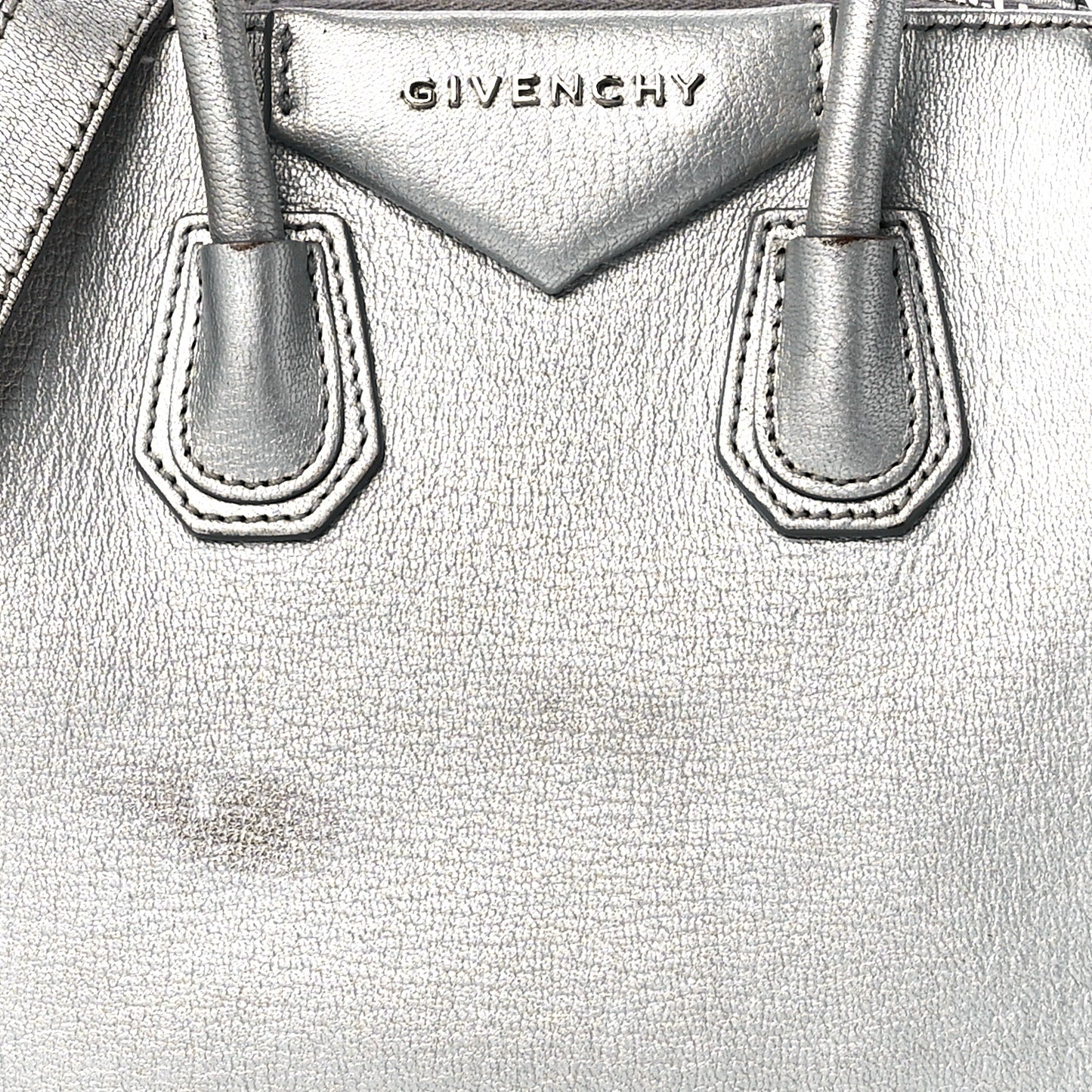Metallic Sugar Goatskin Mini Antigona Silver