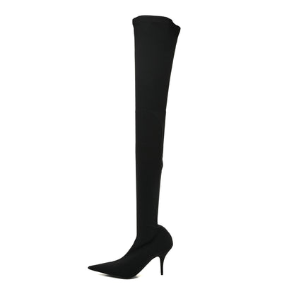 Balenciaga Spandex Pointed Toe Knife Thigh High Boots 38 Black 1 of 7