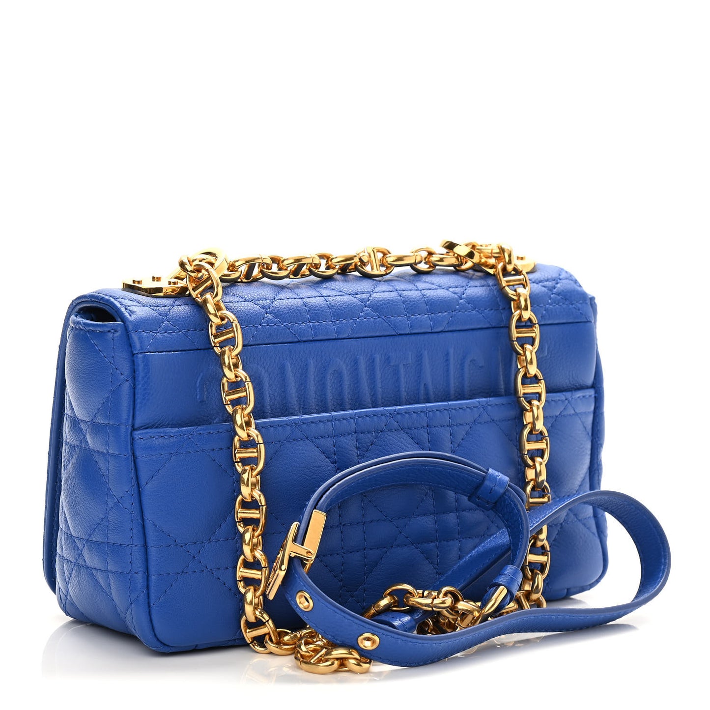 Calfskin Cannage Small Caro Bag Blue
